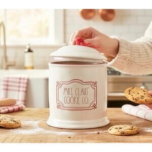 NEW Rae Dunn Mrs. Claus’ Cookie Co. Ceramic Cookie Jar Christmas Kitchen Decor